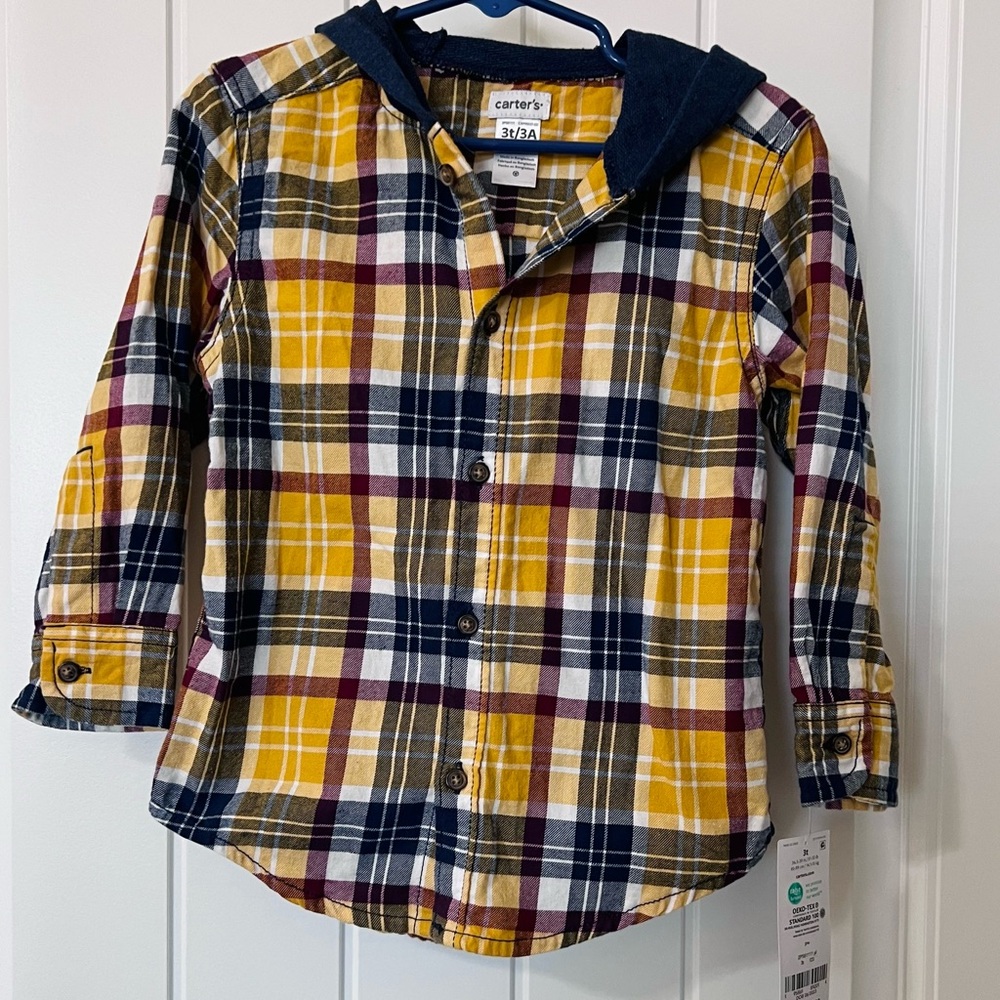 Carter's Yellow and Blue Plaid Button Down Shirt